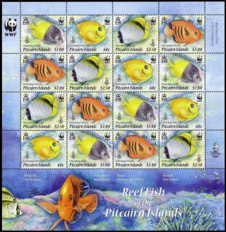 Pitcairn Wwf Coral Reef Fish Sheetlet Of 4 Sets Mnh Sg 807 - 810 Mi 805 - 808