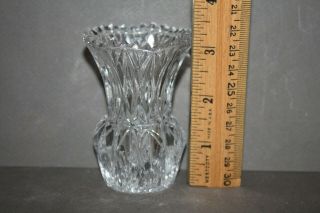 Vintage Small Cut Crystal Saw Tooth Edge Crystal Bud Vase Toothpick Holder (4)