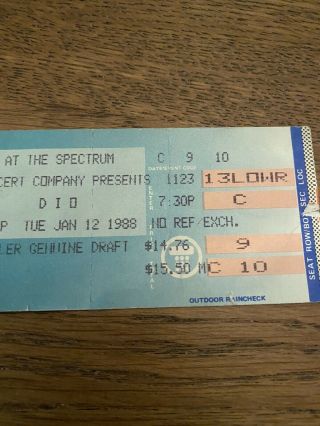 1988 Dio Megadeth Savatage Concert Ticket Stub 01/12/88 Philadelphia Spectrum