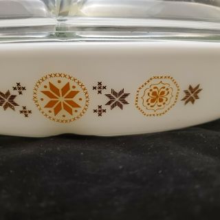 Vintage Pyrex Town & Country 1.  5 QT Divided Casserole Dish With Lid 3
