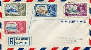 1935 Silver Jubilee Dominica Set On A Registered Covr To York