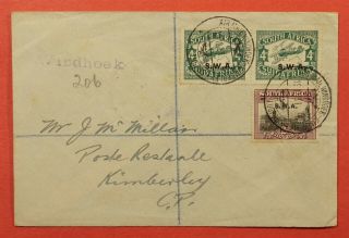 1931 South Africa Swa Overprint Windhoek Imperial Airways Airmail To Kimberley