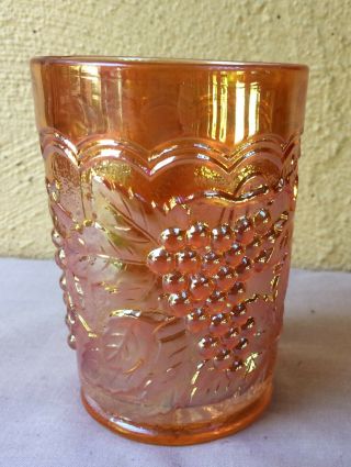 Marigold Carnival Glass Imperial Grape Tumbler Vintage