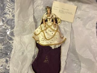 Vintage Liberty Of London Cloth Doll Queen Elizabeth Ii At Coronation.