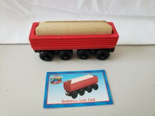 Thomas Train 99094 Wooden Railway Red Sawmill Log Car 2001 Character Card