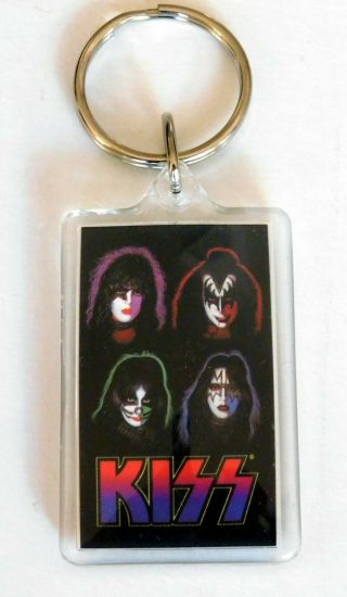 Kiss Band 1978 Solo Albums Faces W/ Alive 2 Logo Keychain Official 2000 Gene Ace