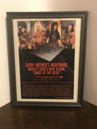 Motley Crue Framed Shout At The Devil 8x11 Promo Ad/mini Poster With Tour Dates