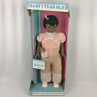 Vtg Baby 2 Year Old Doll Eugene African American Life Size Walking Box