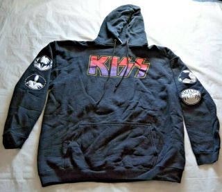Vintage 2002 Kiss Band Logo Zipper Hoodie / Hooded Sweatshirt - Size Xl