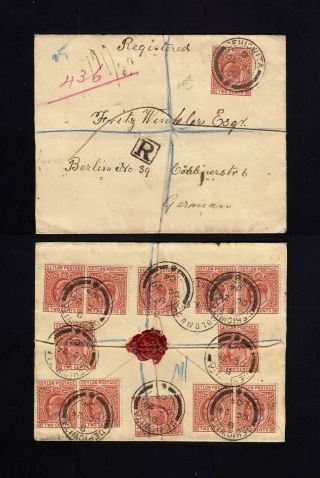 Ceylon: 1904 Registered Cover To Germany - 13 X 2c