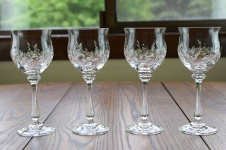 4 Mikasa Crystal Versailles 7 1/8 " Wine Goblet Glasses