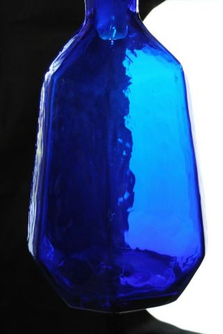 Vintage Blenko Hand Blown Glass Decanter - 8132 - Facet Line - Cobalt 3