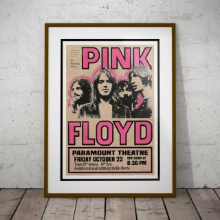 Pink Floyd 1971 Seattle Usa Concert Poster Framed Or Three Print Options