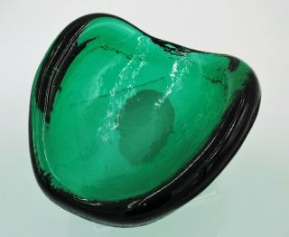 Vintage Blenko Hand Blown Glass Mcm Accent Bowl - O - 5733 - Sea Green