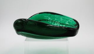 Vintage Blenko Hand Blown Glass MCM Accent Bowl - O - 5733 - Sea Green 2