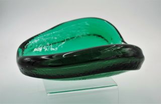 Vintage Blenko Hand Blown Glass MCM Accent Bowl - O - 5733 - Sea Green 3