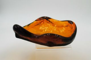 Vintage Blenko Hand Blown Glass MCM Accent Bowl - O - 5733 - Gold 2