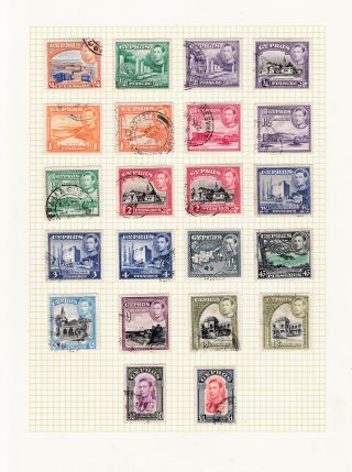Cyprus.  1938.  Sg 151 - 163,  1/4pi To £1.  Selection Hinged Page.
