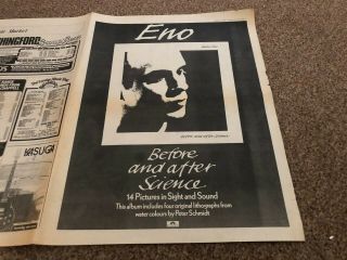 (mel21) Advert 15x12 " Brian Eno : Before & After Science