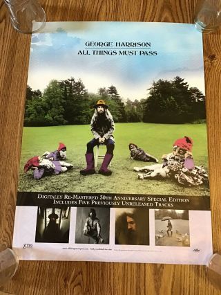 George Harrison 2001 30th Anniversary Promo Poster ‘all Things Must Pass’ Ex Con