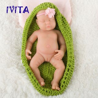 Ivita 18.  5  Sleeping Silicone Reborn Baby Girl Eyes Closed Cute Silicone Doll