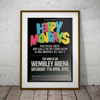 Happy Mondays 1990 Early Concert Poster Framed Or 3 Print Options Exclusive