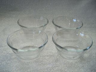 Four Vintage Pyrex 6 Oz 463 Clear Glass Custard Cups With 3 Ring Scallop Edges