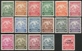 Barbados 1938 Kgvi Complete Set Of 17 To 5 Shillings Mm