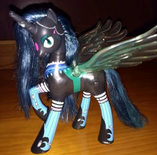 My Little Pony G4 Queen Chrysalis Black Talking Light Up Wings 9 Inch Tall Euc