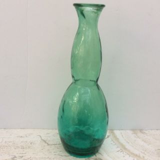 Floor Standing Vase Green Color 17.  5 " Tall Thick Heavy Art Glass Made In Spain