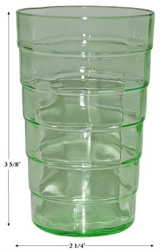 Hocking Green Block Optic 3 5/8 " Juice Tumbler - Uranium Glass