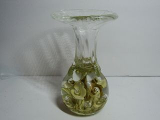 Vintage 1980 Maude And Bob St Clair Flower Paperweight Bud Vase