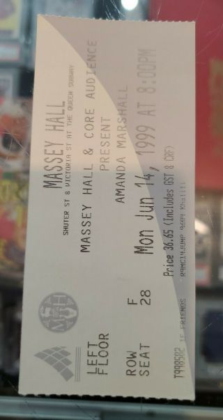 1999 Amanda Marshall Massey Hall Toronto Vintage Concert Ticket Stub