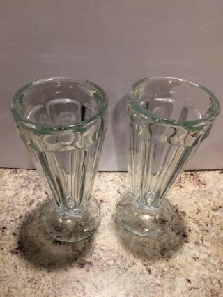 Set Of 2 Vintage Ice Cream Soda Fountain Glasses Milkshake Malt Glasses