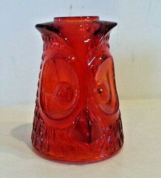 Vintage Viking Glass Red Orange Owl Fairy Candle Lamp Top Lid Only