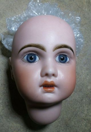 ANTIQUE 1907 JUMEAU FRENCH Doll HEAD Only STUNNING BLUE Eyes RESTORE Hairlines 2