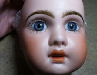 ANTIQUE 1907 JUMEAU FRENCH Doll HEAD Only STUNNING BLUE Eyes RESTORE Hairlines 3