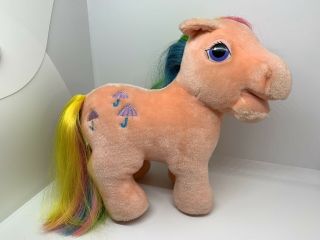 Vintage 1984 Hasbro Softies My Little Pony 10 " Parasol Rainbow Hair Plush G1