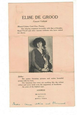 Elise De Grood Concert Violinist 1912 Ad Brochure