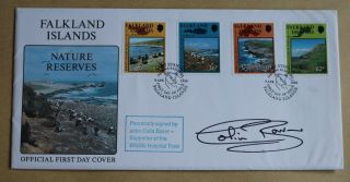 Falkland Islands Nature Reserves 1990 Fdc Signed By Dr Who Actor Colin Baker