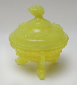 Vintage Westmoreland Yellow Argonaut Shell Serpent Footed Candy Dish