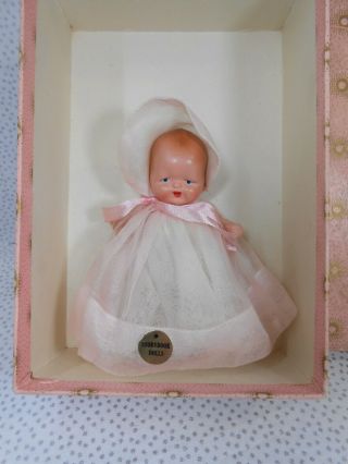 Vintage Nancy Ann Storybook Japan 200 " Rock - A - Bye Baby " In Pink Sunburst Box