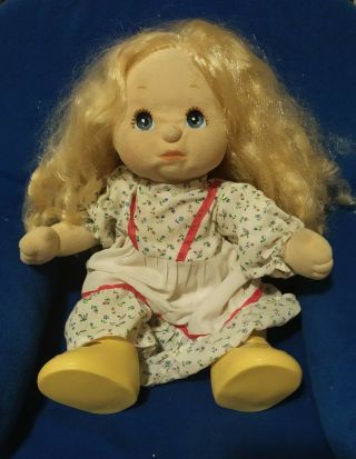 Vintage My Child Doll 1988 Aussie Platinum Blonde Side Part Ringlet Blue Eyes