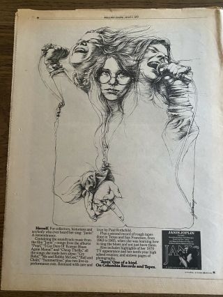 Janis Joplin Columbia Records Ad Poster From 1975 For Album Janis Rare