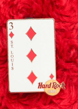 Hard Rock Cafe Pin St.  Louis Playing Card Series 3 Of Diamonds Poker Hat Lapel