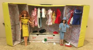 Vintage Mattel 1964 Barbie & Skipper Carrying Case With Clothes And Accessories