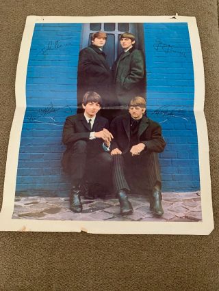 The Beatles Signed Poster 14”x11” Paul Mccartney,  John Lennon (mf)