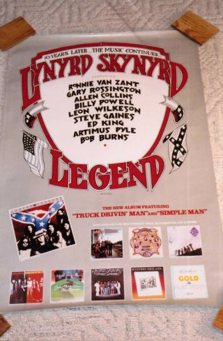 1987 Lynyrd Skynyrd " Legend " Mca Records Promo Poster