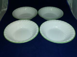 4 Corelle Chutney Swirl Soup Cereal Bowls 7 1/4 " Green Rim Callaway Ivy Too