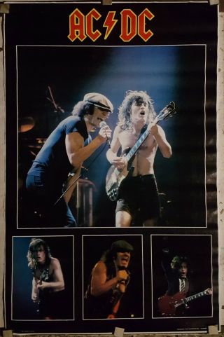 Ac/dc Collage Poster 1983 Approx 22 X 34 Rare